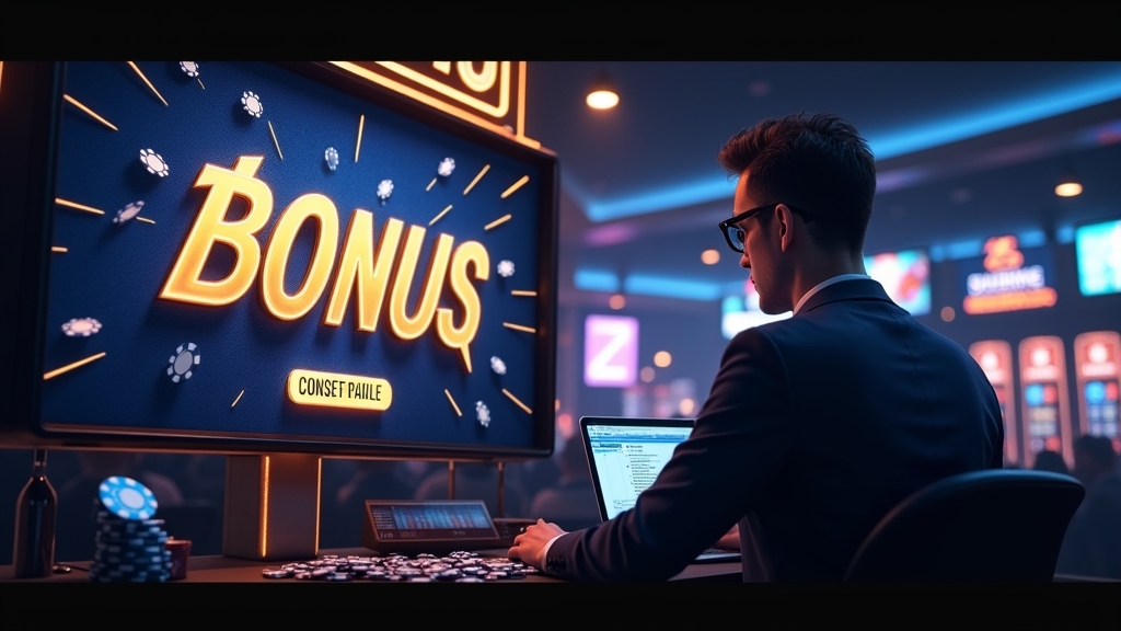 Casino setting met bonusinformatie en oplichtende promo-actie