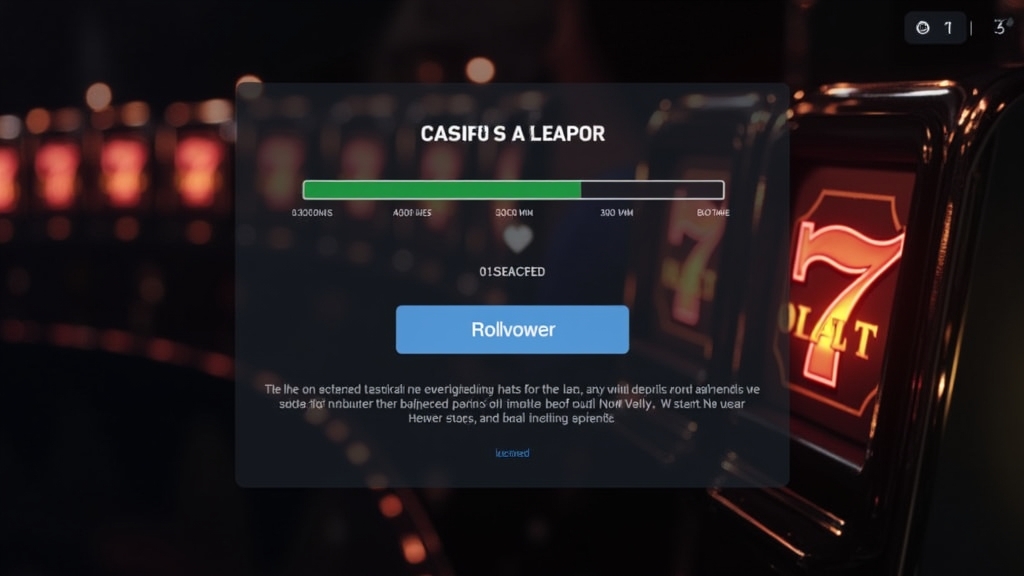 Scherm met inzetvereisten en opnameknop in een donker casino
